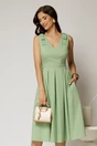 Rochie DY Fashion scurta verde fistic din poplin cu funde pe umeri, 1, dyfashion.ro