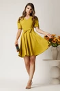 Rochie DY Fashion scurta verde lime in clos cu funda in talie, 3, dyfashion.ro