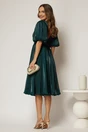 Rochie DY Fashion turcoaz cu decolteu adanc si nasturi din voal peliculizat, 2, dyfashion.ro