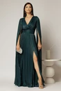 Rochie DY Fashion turcoaz de ocazie din voal peliculizat cu aplicatii pe umeri, 1, dyfashion.ro