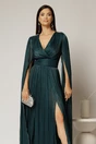 Rochie DY Fashion turcoaz de ocazie din voal peliculizat cu aplicatii pe umeri, 3, dyfashion.ro