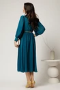 Rochie DY Fashion turcoaz din voal cu decolteu petrecut si curea in taIie, 2, dyfashion.ro