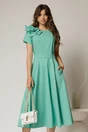 Rochie DY Fashion verde clos cu trandafir la umar si cordon detasabil, 1, dyfashion.ro