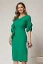 Rochie DY Fashion verde cu adaos de viscoza cu croi drept si maneci bufante, 1, dyfashion.ro