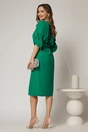 Rochie DY Fashion verde cu adaos de viscoza cu croi drept si maneci bufante, 2, dyfashion.ro