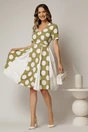 Rochie DY Fashion verde cu buline mari si pliuri ample in contrast, 3, dyfashion.ro
