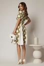 Rochie DY Fashion verde cu buline mari si pliuri ample in contrast, 2, dyfashion.ro