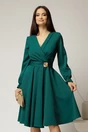 Rochie DY Fashion verde cu decolteu petrecut si catarama aurie, 1, dyfashion.ro