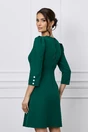Rochie Dy Fashion verde cu funda la bust si nasturi pe fusta
