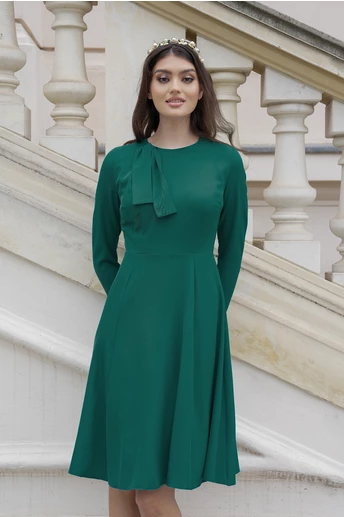 Rochie Dy Fashion verde cu funda pe umar