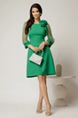 Rochie DY Fashion verde cu maneci din organza si detaliu floral, 3, dyfashion.ro