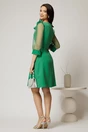 Rochie DY Fashion verde cu maneci din organza si detaliu floral, 2, dyfashion.ro