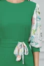 Rochie Dy Fashion verde cu maneci din voal cu imprimeu