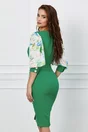 Rochie Dy Fashion verde cu maneci din voal cu imprimeu