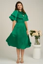 Rochie DY Fashion verde cu volane la maneci si decupaj la decolteu, 4, dyfashion.ro