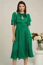Rochie DY Fashion verde cu volane la maneci si decupaj la decolteu, 1, dyfashion.ro