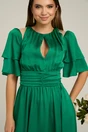 Rochie DY Fashion verde cu volane la maneci si decupaj la decolteu, 3, dyfashion.ro