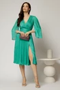 Rochie DY Fashion verde de ocazie din voal peliculizat cu maneci crapate, 3, dyfashion.ro