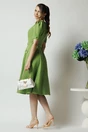 Rochie DY Fashion verde de zi cu nasturi si curea in talie