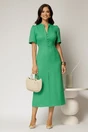 Rochie DY Fashion verde de zi de vara cu maneci scurte si nasturi la bust, 3, dyfashion.ro