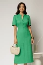 Rochie DY Fashion verde de zi de vara cu maneci scurte si nasturi la bust, 1, dyfashion.ro