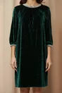 Rochie Dy Fashion verde din catifea cu croi lejer