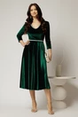 Rochie DY Fashion verde din catifea cu decolteu in V si talia cu perle, 3, dyfashion.ro