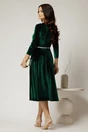 Rochie DY Fashion verde din catifea cu decolteu in V si talia cu perle, 2, dyfashion.ro