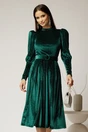Rochie DY Fashion verde din catifea cu glitter argintiu, 1, dyfashion.ro