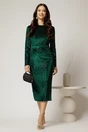 Rochie DY Fashion verde din catifea cu paiete si funda maxi la spate, 3, dyfashion.ro