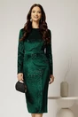 Rochie DY Fashion verde din catifea cu paiete si funda maxi la spate, 2, dyfashion.ro