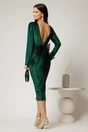 Rochie DY Fashion verde din catifea cu paiete si funda maxi la spate, 1, dyfashion.ro