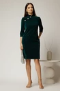 Rochie DY Fashion verde din catifea fixa cu guler tunica si nasturi, 3, dyfashion.ro