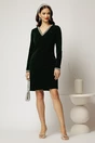 Rochie DY Fashion verde din catifea fixa cu perle la decolteu si maneci, 3, dyfashion.ro