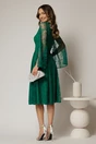 Rochie DY Fashion verde din dantela cu maneci lungi crapate si decolteu in V, 2, dyfashion.ro