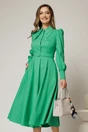 Rochie DY Fashion verde din poplin cu guler dublu si curea in talie, 1, dyfashion.ro