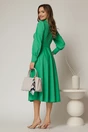 Rochie DY Fashion verde din poplin cu guler dublu si curea in talie, 2, dyfashion.ro