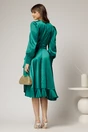 Rochie DY Fashion verde din satin plin cu croi asimetric, 2, dyfashion.ro