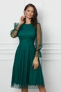 Rochie Dy Fashion verde din tull cu buline catifelate