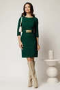 Rochie DY Fashion verde din tweed cu catarama si strasuri in talie, 3, dyfashion.ro