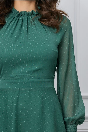 Rochie Dy Fashion verde din voal cu fir lurex