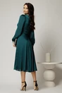 Rochie DY Fashion verde din voal cu perle la guler si maneci, 2, dyfashion.ro