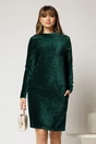 Rochie DY Fashion verde dreapta din catifea velurata, 1, dyfashion.ro