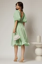 Rochie DY Fashion verde fistic cu decolteu adanc si nasturi din voal peliculizat, 2, dyfashion.ro