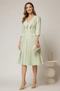 Rochie DY Fashion verde fistic cu decolteu cu guler ascutit si fusta plisata, 3, dyfashion.ro