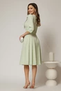 Rochie DY Fashion verde fistic cu decolteu cu guler ascutit si fusta plisata, 2, dyfashion.ro