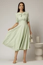 Rochie DY Fashion verde fistic cu guler amplu si detaliu inima, 3, dyfashion.ro
