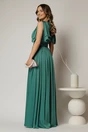 Rochie DY Fashion verde lunga de seara cu decolteu adanc si funde ample, 2, dyfashion.ro