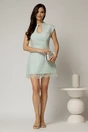 Rochie DY Fashion verde menta cu decolteu adanc rotund si dantela pe fusta, 3, dyfashion.ro