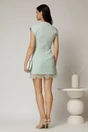 Rochie DY Fashion verde menta cu decolteu adanc rotund si dantela pe fusta, 2, dyfashion.ro